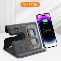 Leather Wireless Charger Stand 3 in 1 Foldable For iPhone 17 16 15 14 13 12 Pro Apple Watch 2-9 SE Airpods Pro Fast Charging