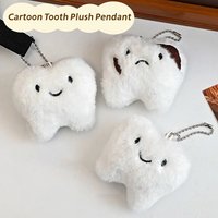 Lovely Teeth Plush Toy Cartoon Wisdoms Teeth Pendant Soft Stuffed Doll Keychain Car Key Ring Backpack Bag Decor Fuuny Keychain