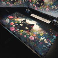 XXL Laptop Nature Rubber Carpet DIY Mousepad Large Gaming Deskmat Cute Green Mice Mat Kawaii Black Cat Table Mat Aesthetic Plant