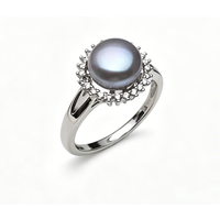 Real Freshwater Natural Black Pearl Earring For Women,Wedding 925 Sterling Silver Rings Fine Jewelry Girl Birthday Gift