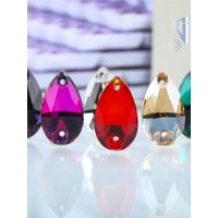 VC K9 Glass boutique hand sewn drill flat bottom double hole water droplet flat buckle AB shaped color drill clothing DIY