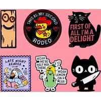 Goose Black Cat Quotes Enamel Pins Funny Pear Wood Brooch Lapel Pin Badge on Backpack Clothing Accessories Fashion Jewelry Gifts