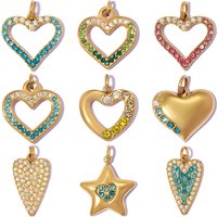 3pcs/Lot Stainless Steel Rhinestone Star DIY Bracelet Charms Hollow Love Heart Necklace Pendant Women Earring Jewelry Wholesale