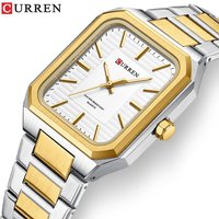 CURREN 8457 Business Minimalist Quartz Watch Waterproof Square Stainless Steel Strap Wristwatch with Luminous Function