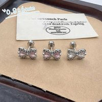 INS CuteSweet Girl Subculture Thin Pin Titanium Helix Stud Cat Heart Planet Dangle Bow Pink CZ Cute Girls Piercing Jewelry