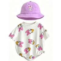2026 New All Season Infant Cartoon Full Print Clothes Set Soft Cotton Baby Girls Triangle Crotch Bodysuit Casual Daily Outfit