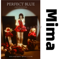 Mima Cosplay Costume Perfect Blue Red Dress Costume Japanese Terror Anime Movie Red Strapless Tube Dress With Stockings Gloves