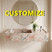 Any Size Custom Boutique Hotel Jade Marble Sink Uniform Natural Veins Durable Easy Clean Multi Stone Selections Commer Bathroom