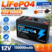 12V 150Ah LiFePO4 Lithium-Batterie mit integriertem BMS, 4000+ Tiefentladungen, Polen-Lager, für Solarpanel, USV, Kajak, Fischfinder, Radio