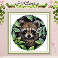 The Raccoon in the Leaves Patterns Counted Cross Stitch Set 11CT 14CT 16CT HD Stamped Cross-stitch Kit Embroidery Needlework