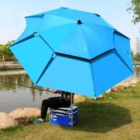 2.2M Double-Layer Fold Parasol Fishing Rod Fishing Umbrella Outdoor Camping Beach Parasol Windproof Umbrella Shade Fishing tools