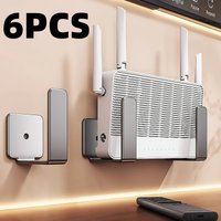 6pcs Router Placement Rack No-Drill Save Space Easy To Install Durable Wall Mounted Socket Fixed Bracket Cutting Board Rack