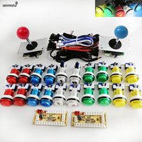 DIY PC Raspberry Pi Arcade joystick Game Kit With LED Push Button American Style Joystick USB Encoder Cables Mame 2 Players