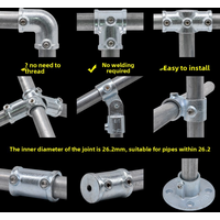 Galvanized Steel Pipe Connector for Round Tube Fixing 25mm Iron Pipe Fittings G3/4" DN20 Greenhouse Shed Joint