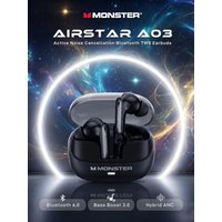 Monster A03 Hybrid ANC Earbuds Bluetooth 6.0 Powerful Deep Bass Sport Headphones Active Noise Cancellation TWS Wireless Earphone
