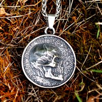 NEW Fashion Punk Stainless Steel Overpowering Double-sided Skeleton Pendant Chain Necklace Men Jewelry Gift free shipping