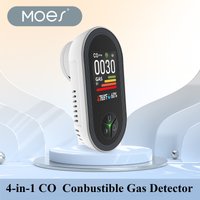 MOES 4-in-1 Plug-in Gas Detector - CO & Combustible Gas Monitor with Temp/Humidity Sensor, Built-in Alarm, Digital Display