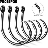 PROBEROS 50pcs High Carbon Steel Double Barbed Single Hook Ultra - Sharp Long Shank for Bass Carp Freshwater Fishing Wholesale