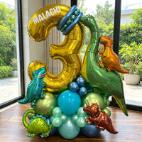 40pcs Green Jungle Dinosaur Digital Set for Birthday Party Decoration Number Balloon Colum Tyrannosaurus Rex Fire Dragon