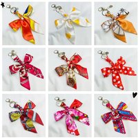 Creative Scarves Bow Keychain Leopard Polka Dot Printing Keyring Personalized Bag Charms Pendant Hangings Key Chain Ring Gift