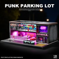 1:64 Scale Octagon Parking Lot Car Garage Diorama Models LED Lights Realistic Design for Hot Wheels Diecast Car Collectors