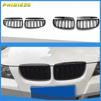 1 Pair Gloss Matt Black M Color 2 Line Front Kidney Grille Grill Double Slat For BMW E90 E91 3 Series 320i 325i 328i 2005-2008