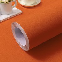 1 Roll Matte Orange Self-adhesive Wallpaper Waterproof and Moisture-proof Self-adhesive Bedroom TV Background Wall Desktop Wardr image 4