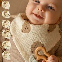 6pcs /set Cotton Baby Bibs Triangle Scarf Gauze Saliva Towel for Newborn Anti-spitting Milk Muslin Burp Cloth Baby Items