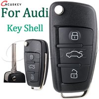 Folding Smart Car Fob Housing Cover 3 Buttons Replacement Remote Flip Key Case Shell For Audi A3 A4 A6 Q7 TT HU66 Uncut Blade