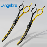 Wingsbro 7.0 Inch Professional Dog Grooming Shears Curved Thinning Scissors Curved Shark Scissors for Dog Face Body Grooming