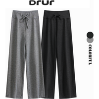 DRUR Women's Yoga Wide Leg Pants with Pockets and Casual Loose Thick Gym Jogging Trouser Women Sweatpants Lounge Pajama Pants