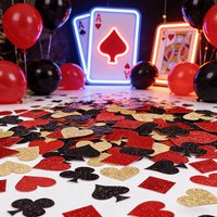 100pcs Poker Suit Confetti Red Golden Black Glitter Heart Plum Party Decoration Confetti Festival Poker Theme Party Props