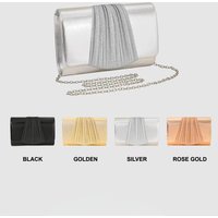 Women's Evening Clutch Bag, Ruffled Handbag, Sparkling Grip Bag, Fashionable Party Purse, Perfect for Weddings, Graduations