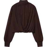 Spring and summer new women's clothing design sense long sleeved stand up collar pleated bow tie shirt