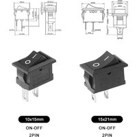 5/20Pcs 10*15MM Black Push Button Mini Switch 6A-10A 110V 250V KCD1 21MM*15MM Snap-in on/Off 2Pin Rocker Switch