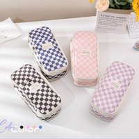 Unisex Retractable Pen Case Made Of Composite Fabric With Multiple Functions And Double Zippers Simple Large-capacity Pen Case