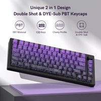 97/130 Cherry Profile Double Shot Dye Sub PBT Keycaps Purple Topographic Side Print Shine Through Keycap for MX Switch Keyboard