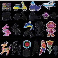 Modèle de perles Hama de 5mm, 1 pièce, avec pochoir en plastique, Puzzle Perler Pixel Art, bricolage, forme transparente, panneau perforé, perles de fer