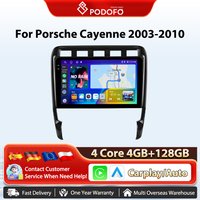 Podofo 9'' Kabelloses Carplay Android Auto Radio für Porsche Cayenne 2003-2010, intelligentes Fahrzeugsystem, GPS-Navigation, BT, FM/RDS, 2-DIN-Autoradio, Plug&Play-Haupteinheit, SWC,