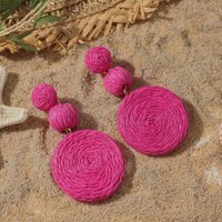 Lifefontier Bohemian Handmade Rattan Knit Round Drop Earrings For Women Girls New Design Ball Beach Party Jewelry Wholesale