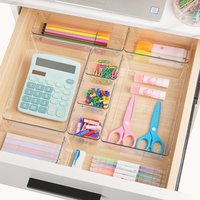 16pcs Transparent Plastic Drawer Set Storage Boxes Freestanding or Cabinet Drawers Bathroom, Kitchen, Bedroom, Office Organiza