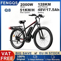 FENGQS Elektrofahrrad 48V 17,5Ah Batterie Spitzenmotor 2000W 51KM/H Höchstgeschwindigkeit 80 Meilen Maximale Reichweite E-Bike Q8 Elektro-Mountainbike