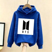 Cute Cartoon Heart-shaped Character BTS Print Kids Hoodie with Soft Fabric for Comfortable Wear