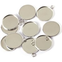 20pcs 14/20/25mm Stainless Steel Cabochon Base Cameo Settings Charms Pendant DIY Blank Tray