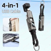 PD 65W 4 in 1 Cable iOS USB A To USB Type C Fast Charging Cable For iPhone 17 16 Huawei USB C to USB C Cable Display Data Cord