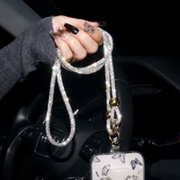 Light Luxury Side Back Phone Strap, Fashionable Double Ring Round Bead High-end Shiny Crossbody Bag Chain