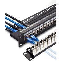 ZoeRax 24 Port RJ45 Patch Panel Cat6/Cat6a/Cat7 Feed Through, RJ45 Coupler Network Patch Panel 19 Inch
