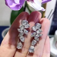 CHarm Flower Moissanite Diamond Dangle Earring Real 925 Sterling Silver Jewelry Engagement Wedding Drop Earrings for Women Gift