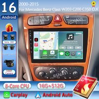 Android 16 For Benz C Class W203 2005-2009 C200 C230 C240 C320 C350 2K QLED Stereo Car Radio Multimedia Video Player GPS CarPlay