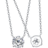 ATTAGEMS Necklace For Woman Pendant Moissanite Diamond 6.5mm 1CT 925 Silver Necklace For Women Chains Party Bridal Fine Jewelry